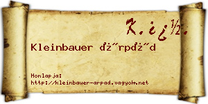 Kleinbauer Árpád névjegykártya
